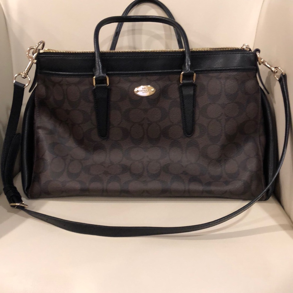 Coach black and dark brown purse